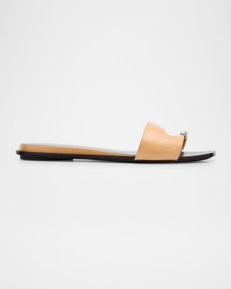 Tory Burch Pierced Leather Toe Ring Flat Sandals