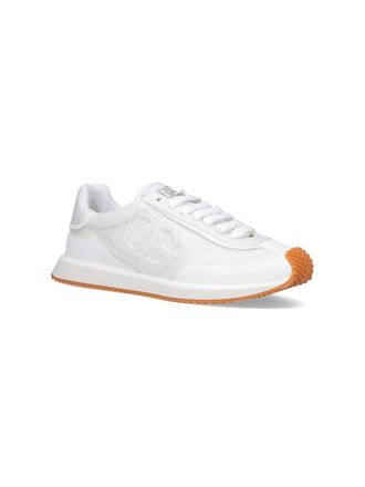 Dolce & Gabbana Logo-Embossed Leather Sneaker - White