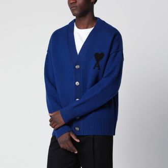 Ami Cardigan Ami De Coeur blu in lana