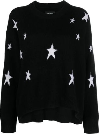 Zadig&Voltaire Intarsia Gebreide Crew Neck Sweater - Dames - Cashmere truien - Zwart - XS - Truien & Vesten
