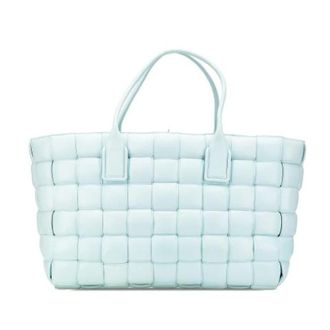 Bottega Veneta Pre-owned Tote Bags, female, Blue, Size: ONE SIZE Pre-owned Woven Lambskin Tote