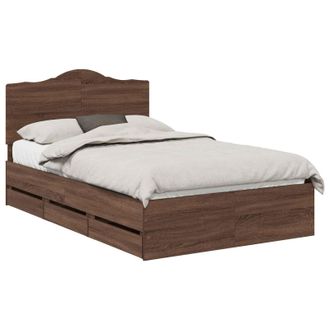 vidaXL Estructura De Cama Marr&oacute;n Roble 135 X 190 Cm Madera Ingenieril Vidaxl