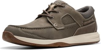 Clarks Mens Sailview Lace Boat Shoe, Taupe Nubuck, 10.5 UK Wide