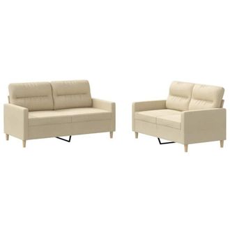 vidaXL Vidaxl - Set di Divani 2 pz con Cuscini Crema in Tessuto