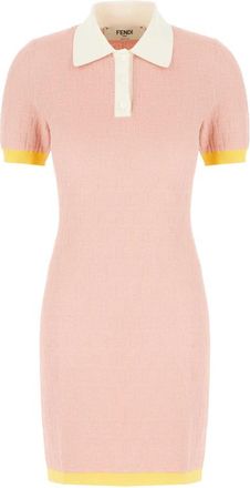 Fendi Allover FF Motif Short Dress - Dames - Korte kleedjes - Roze - XS - Katoen - Kleedjes