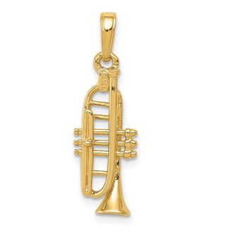 Diamond2Deal 14k Yellow Gold Solid Polished 3-D Trumpet Pendant