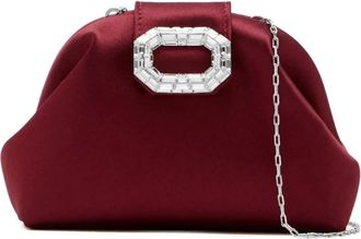 Amina Muaddi Camelia satijnen clutch verfraaid met kristallen - Rood