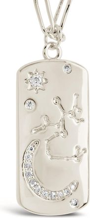 Sterling Forever CZ Constellation Dog Tag Pendant Necklace