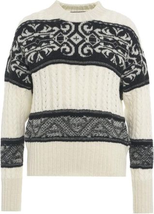 Akep Round-neck Knitwear, female, Multicolor, Size: M White Knitwear Aw24 Hand Wash