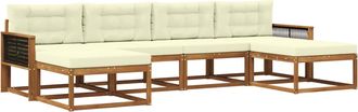 vidaXL Conjunto De Sof&aacute;s De Exterior 6 Uds. Natural Y Crema Vidaxl