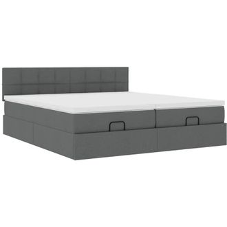 vidaXL Vidaxl - Estructura Cama Otomana Colchones Tela Gris Oscuro 200x200cm