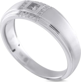 Luxury Bazaar Anello in oro bianco 10 carati con diamanti Pre-owned - Argento