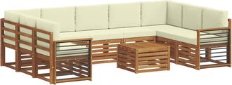 vidaXL Conjunto De Sof&aacute;s De Exterior 10 Uds. Natural Y Crema Vidaxl