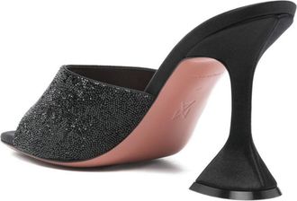Amina Muaddi Womens Sandals Lupita Slipper 95 Black Satin