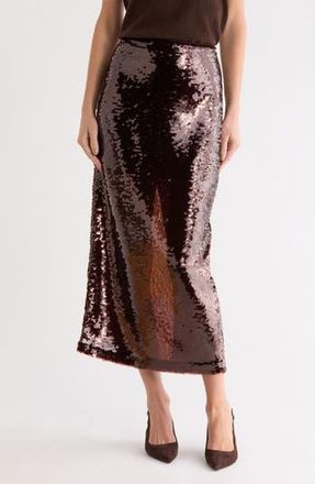TWP Skylie Sequin Pencil Skirt in Hot Fudge at Nordstrom Rack, Size 00