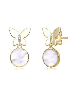 Rachel Glauber 14K Plated Pearl Cz Earrings