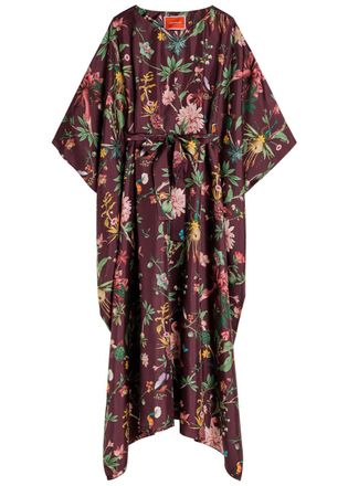 La DoubleJ LA Double J Square Belted Printed Silk Kaftan Dress - Multicoloured - S (UK8-10 / S)