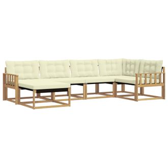 vidaXL Conjunto De Sof&aacute;s De Exterior Con Coj&iacute;n 6 Pcs Blanco Y Crema Vidaxl
