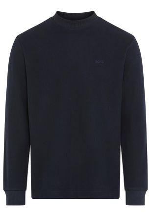 Boss Orange by Hugo Boss Langarmshirt BOSS ORANGE Te explorer, Herren, Gr. XXL, dunkelblau404, Single Jersey, Obermaterial: 100% Baumwolle, unifarben, Basic normal, Rundhals, 