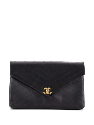 Chanel Coco Chevron Flap Stitched Calfskin clutch bag - Nero