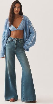 Good American Soft Tech Good Waist High-Rise Palazzo Jeans