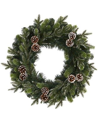 Nearly Natural 24in Snowed Pinecone Artificial Christmas Wreath