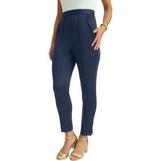 Jessica London Perfectease Slim Straight Pant in Navy at Nordstrom, Size 3X