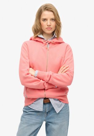 Superdry Kapuzensweatjacke SUPERDRY ESSENTIAL LOGO ZIPHOOD HB, Damen, Gr. L, rosa (lantana pink), Sweatware, Obermaterial: 100% Seide, unifarben, relaxed fit n