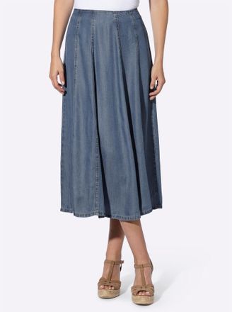 Heine Bahnenrock HEINE, Damen, Gr. 34, blau, bleached, 100% Lyocell, unifarben, wadenlang, R&ouml;cke Bahnenrock