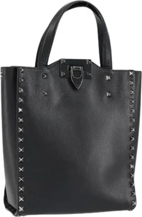 Valentino Pre-owned Tote Bags, female, Black, Size: ONE SIZE Pre-owned Rockstud Tote