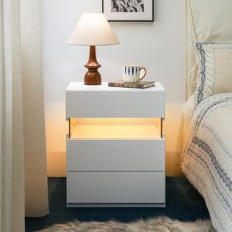 OEM Comodini A Led, Cassettiera A 3 Cassetti Per Camera Da Letto, Tavolino Con Piano In Acrilico, Comodini A Led Per Camera Da Letto, Soggiorno, Mobili Da