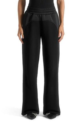 Mani&egrave;re De Voir Loula Jersey And Satin Joggers in Black at Nordstrom, Size 6