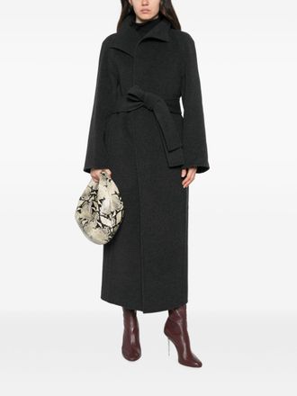 Khaite Wool Wrap with Shawl Lapel Coat - Gray