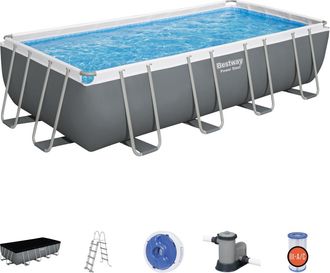 Bestway Piscina Rectangular Desmontable Bestway Power Steel 56465 De 549 X 274 X 122 Cm Con Filtro, Escalera Y Cubierta