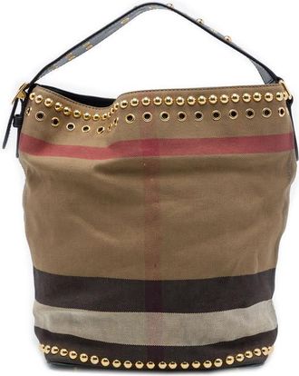 Burberry Pre-owned Burberry Medium Mega Check Studded Canvas Ashby Bucket Bag Unisex I2IMHWPB4DYYY8P1