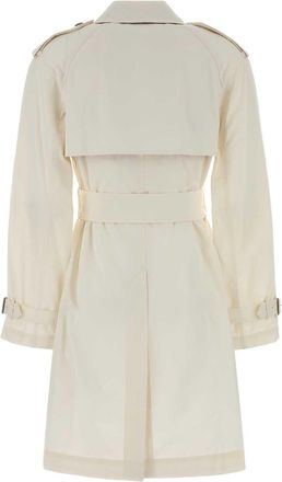 Burberry Womens Ivory Cotton Belgravia Trench Coat Seashellwhite Exterior