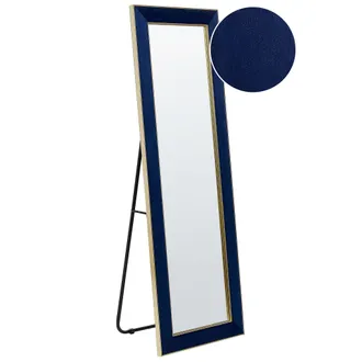 Beliani Beliani - Espejo De Pie De Terciopelo Azul Marino Dorado 50 X 150 Cm Glamour Lautrec