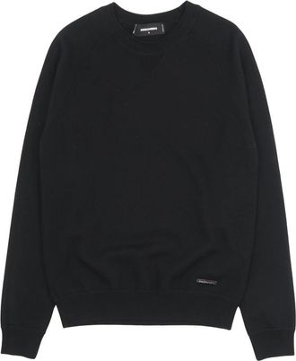 Dsquared2 Logo Plaque Sweater - Heren - Sweatshirts - Zwart - XL - Wol - Hoodies & sweatvesten