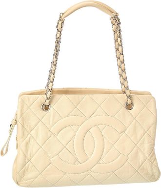 Chanel Neutral Quilted Leather Coco Mark Tote (Authentic Pre-Loved)