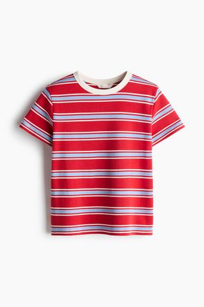 H&M T-Shirt aus Baumwolle - Rot/Gestreift