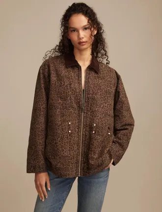 Lucky Brand Womens Washed Oversized Chore Jacket