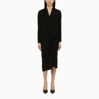 Dries Van Noten Wool-Blend Dress With Drape