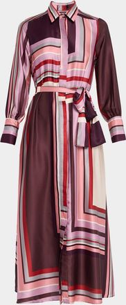 Misa Herminia Geometric Stripe Maxi Shirtdress