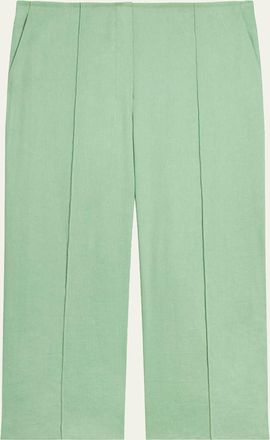 Theory Slit-Cuff Linen-Blend Capri Pants