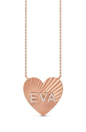 SHYMI Fluted Heart Initial Pendant Necklace in Rose at Nordstrom