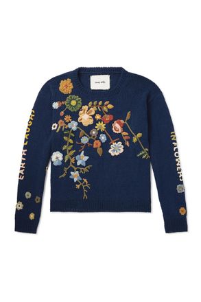 Story mfg. Cropped Appliquéd Organic Cotton Sweater