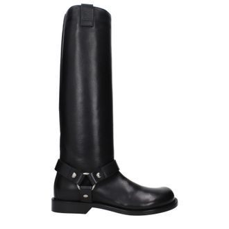 Loewe Damens Biker-Feldstiefel aus schwarzem Leder