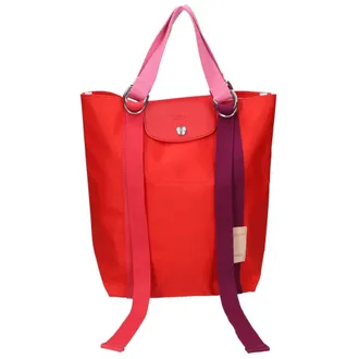 Longchamp Red Color Nylon Tote Bag (Pre-Owned)