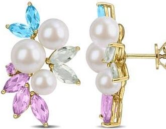 Delmar Cultured Freshwater Pearl Cluster Earrings in White Multi at Nordstrom Rack
