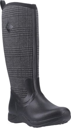 The Original Muck Boot Company Arctic Adventure Rubber Womens Black/Plaid Winter Knee High Boots - UK 4